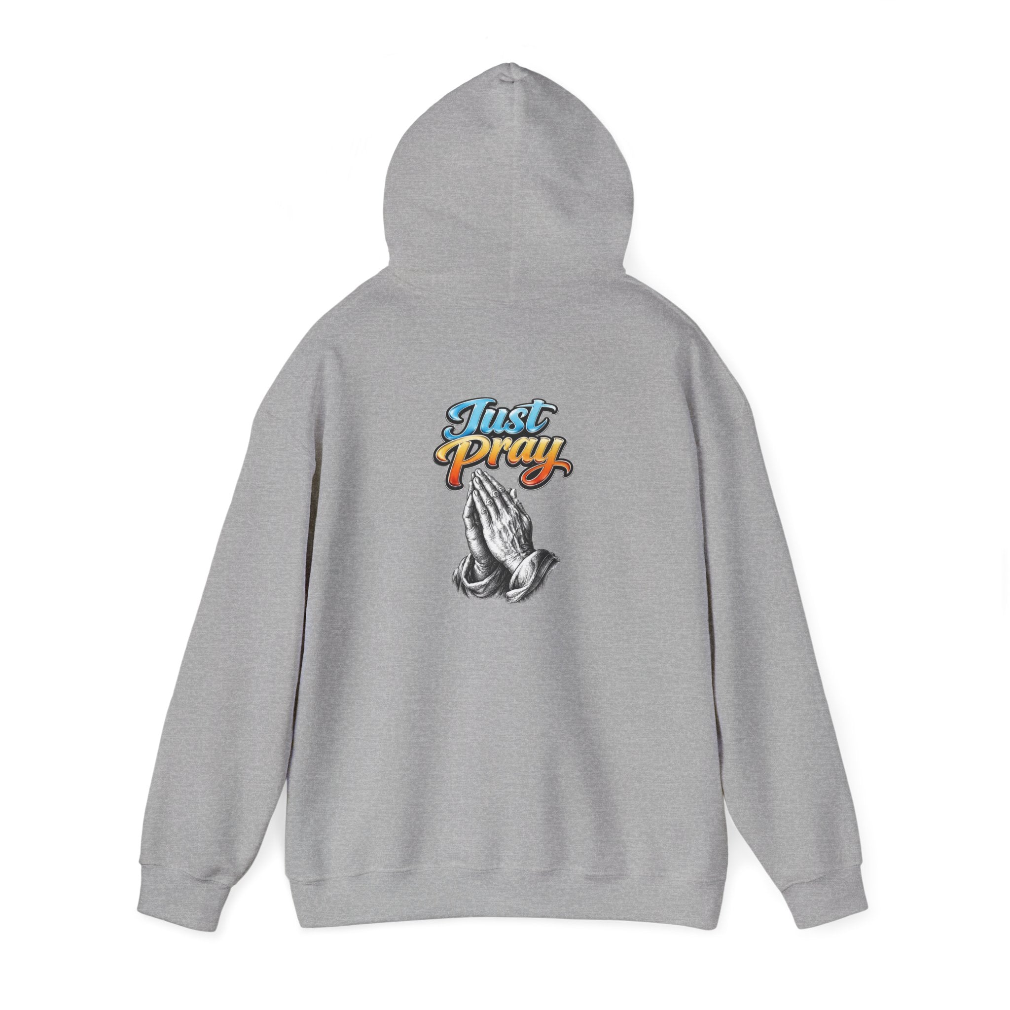 Prayer Hands Hoodie — "Just Pray" Graphic Christian Hoodie