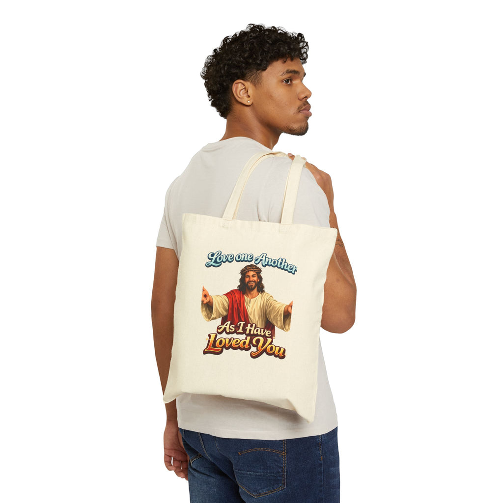 Jesus "Love One Another" Canvas Tote Bag — Christian Faith Grocery & Church Market Bag