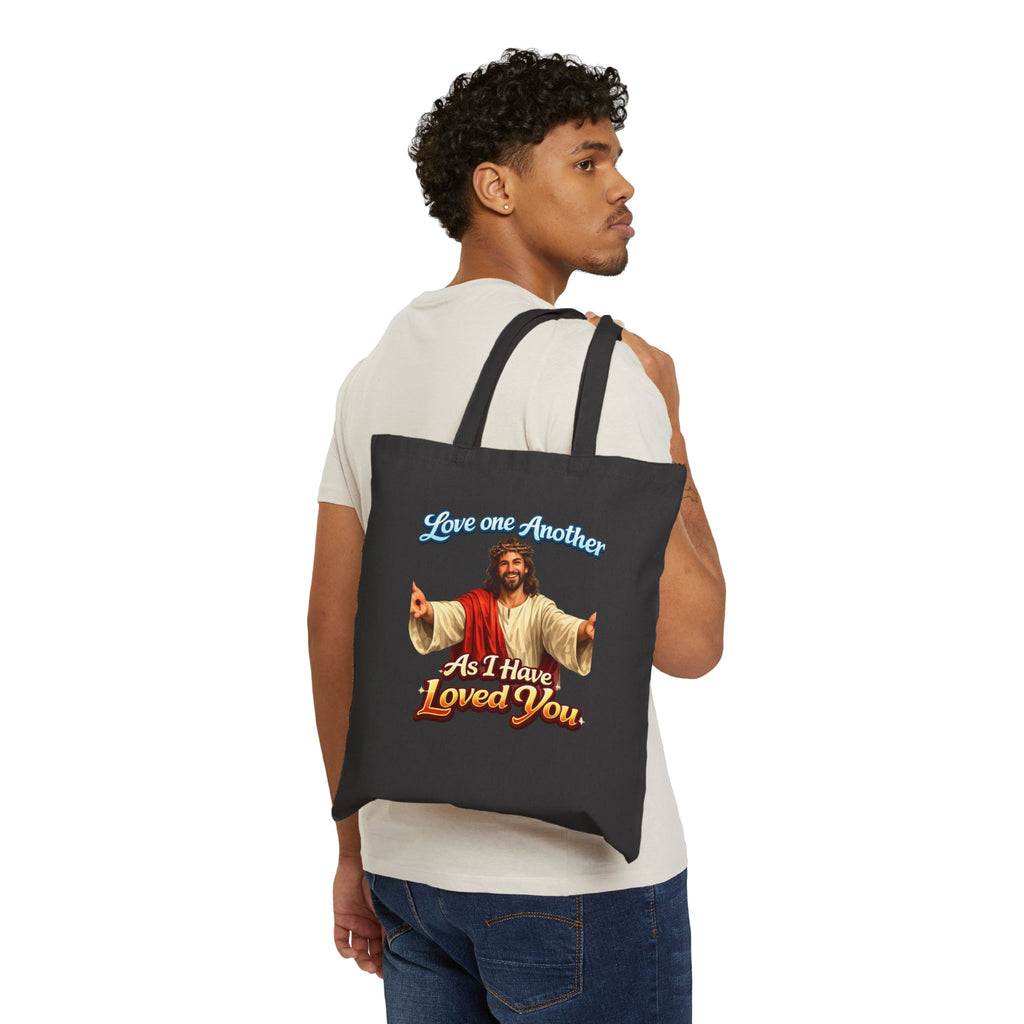 Jesus "Love One Another" Canvas Tote Bag — Christian Faith Grocery & Church Market Bag