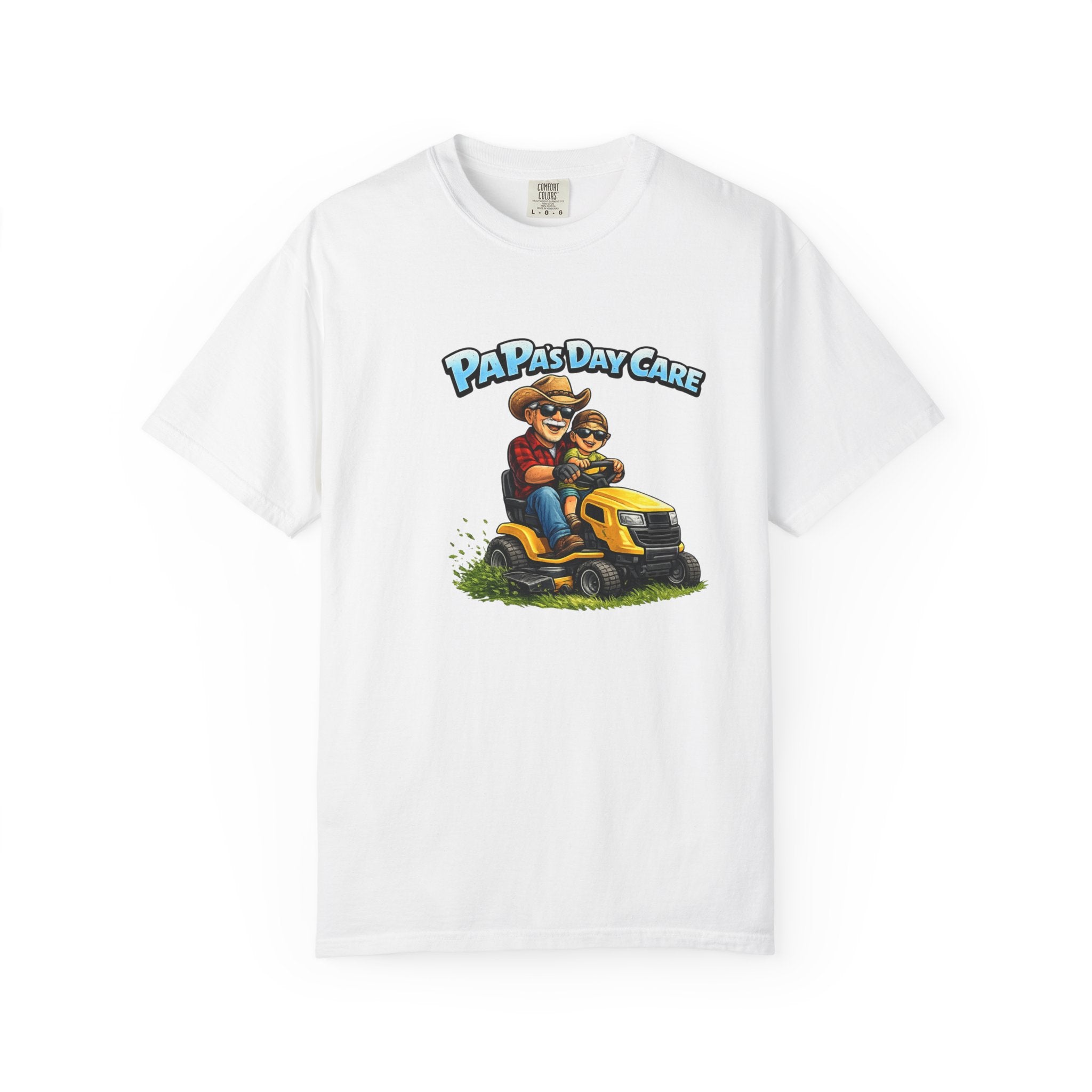 T-Shirt — "Papa's Day Care" Lawn Mower Dad Graphic Tee
