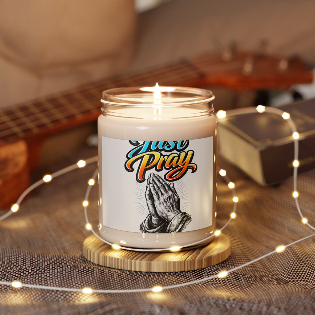 Just Pray Soy Candle — 9oz Scented Jar Candle with Praying Hands