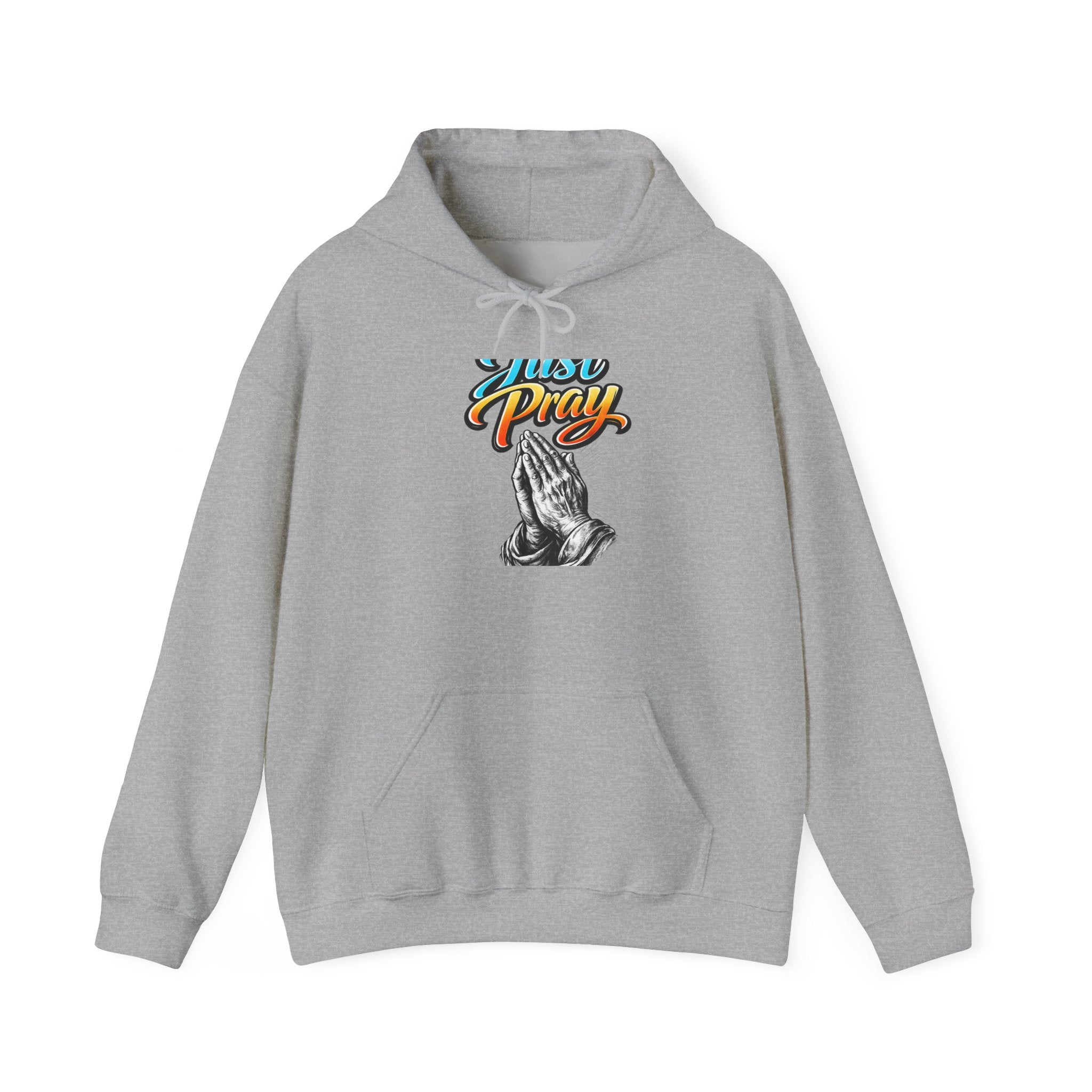 Prayer Hands Hoodie - "Just Pray" Retro Script Spiritual Hoodie