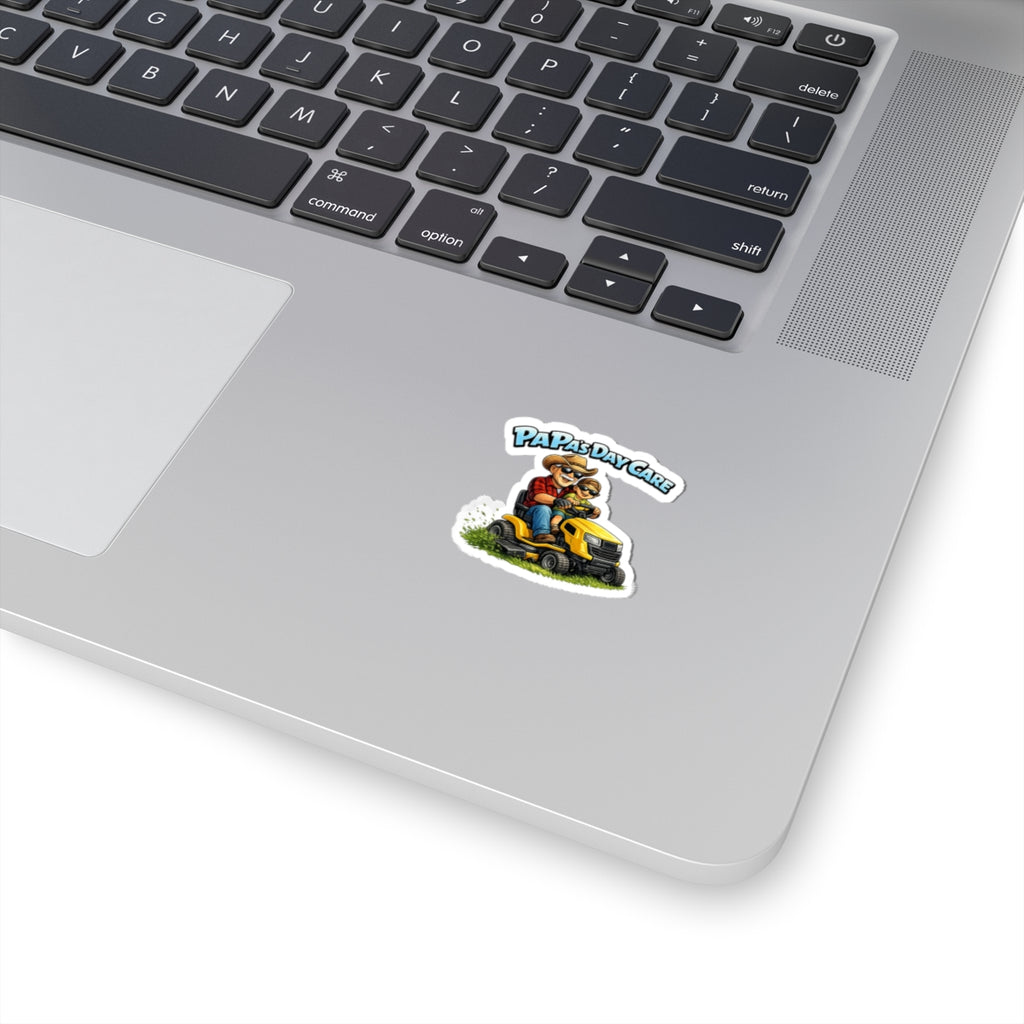 Sticker — "Papa's Day Care" Lawn Mower Dad & Kid Vinyl Sticker